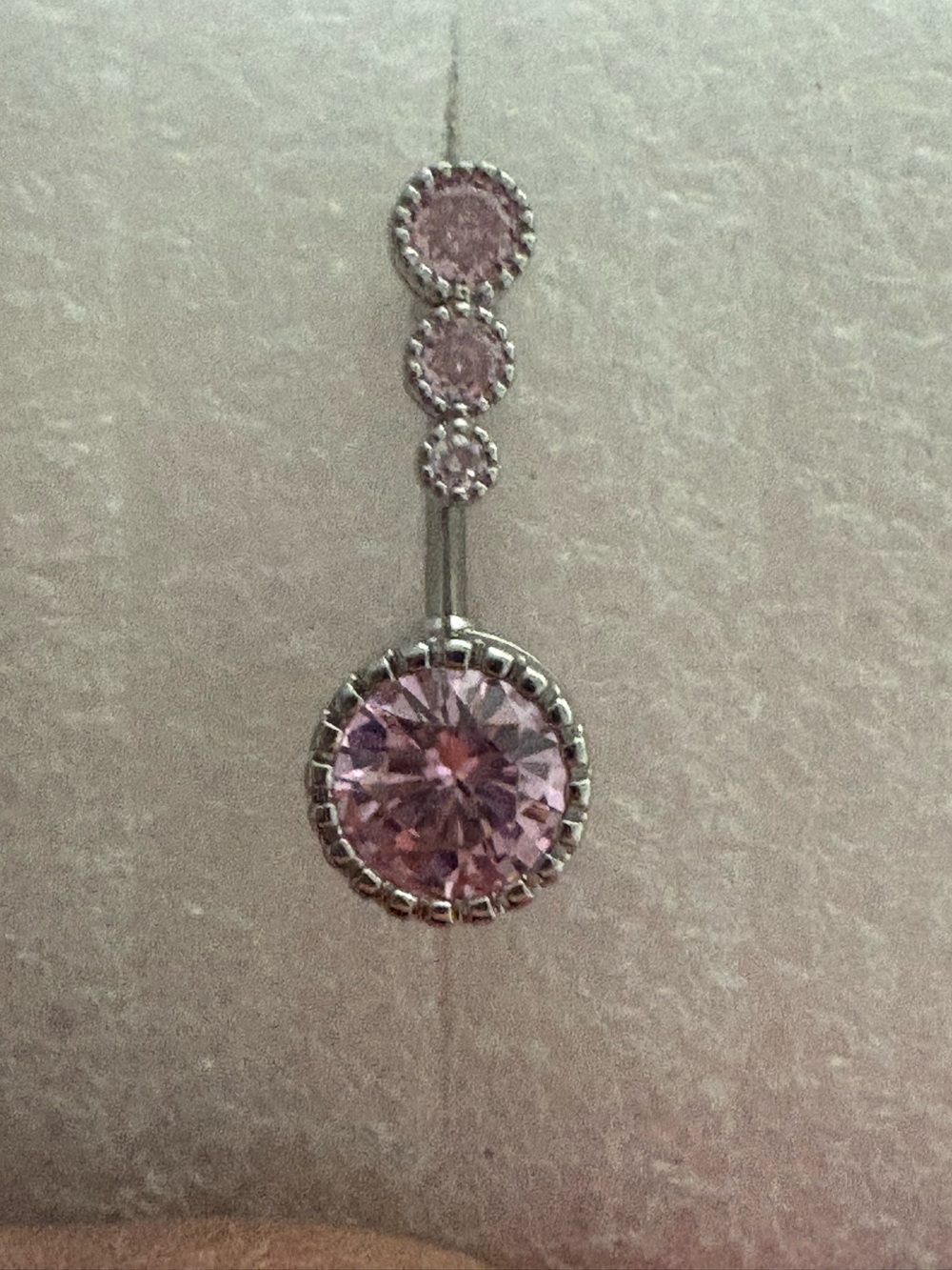 Belly Ring-Dangling Pink Belly Button Rings, 14G Stainless Steel  Navel Ring